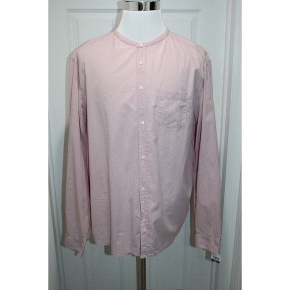 NWT Velvet Graham & Spencer Long Sleeve Collarless Button Up Pink Mens Shirt 2XL - Picture 1 of 7
